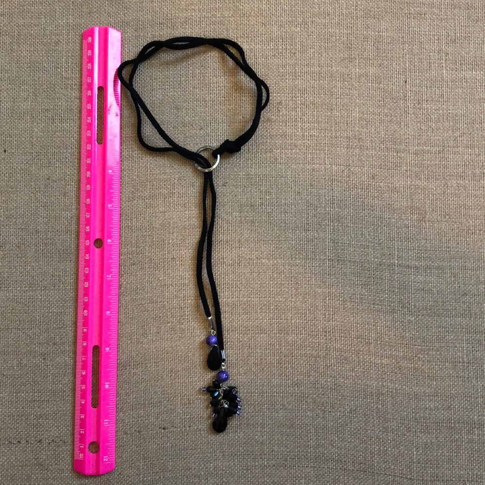Black Onyx and Purple Chocker and Earring Set - Picture 5 of 8
